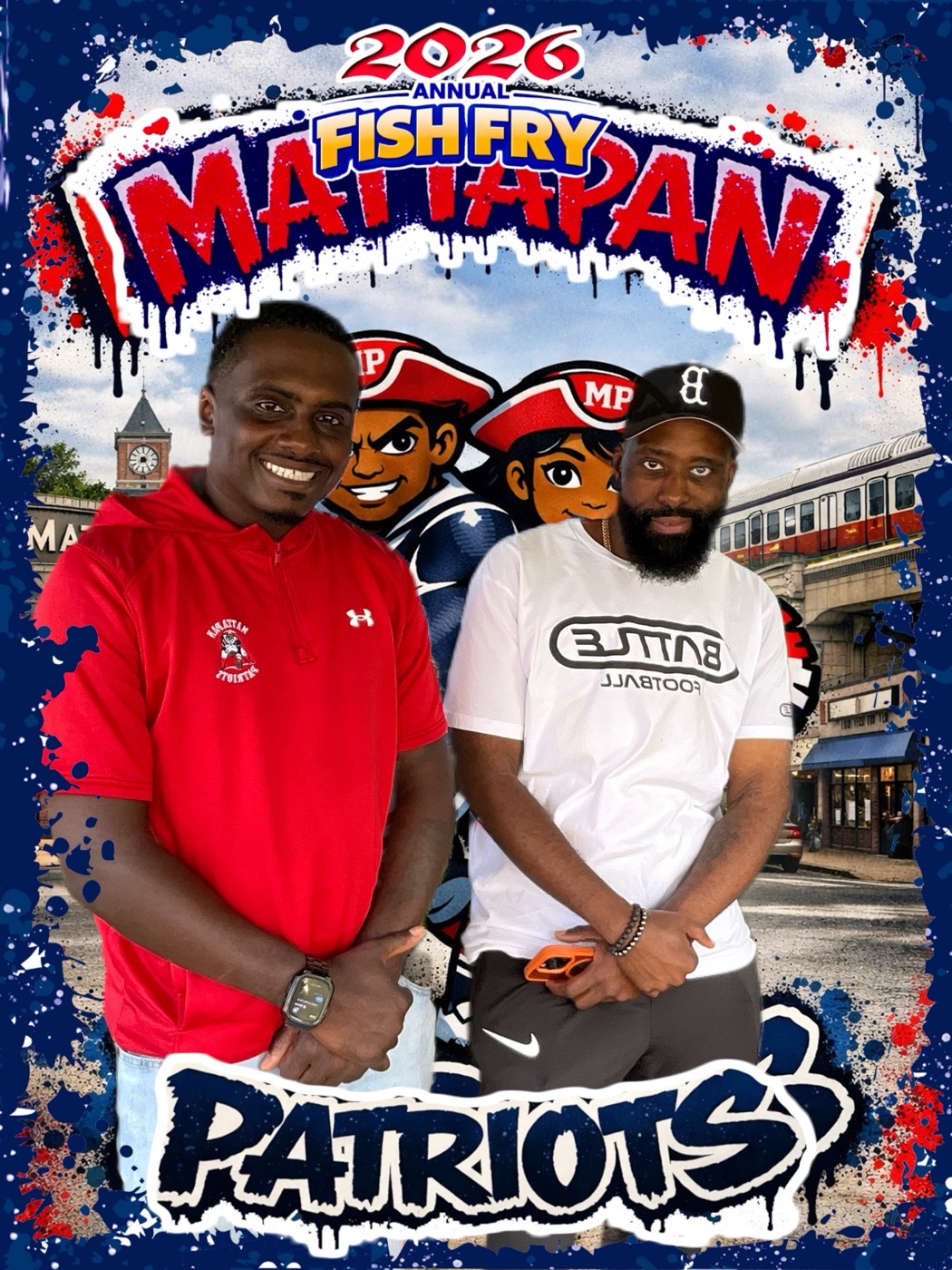 Mattapan Patriots Fish Fry booth photo with custom overlay